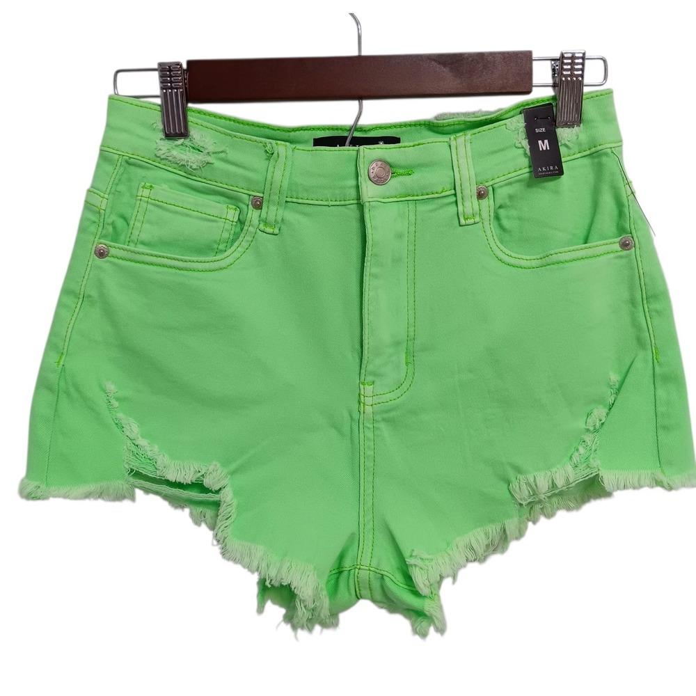 AKIRA Neon Green Jean Shorts